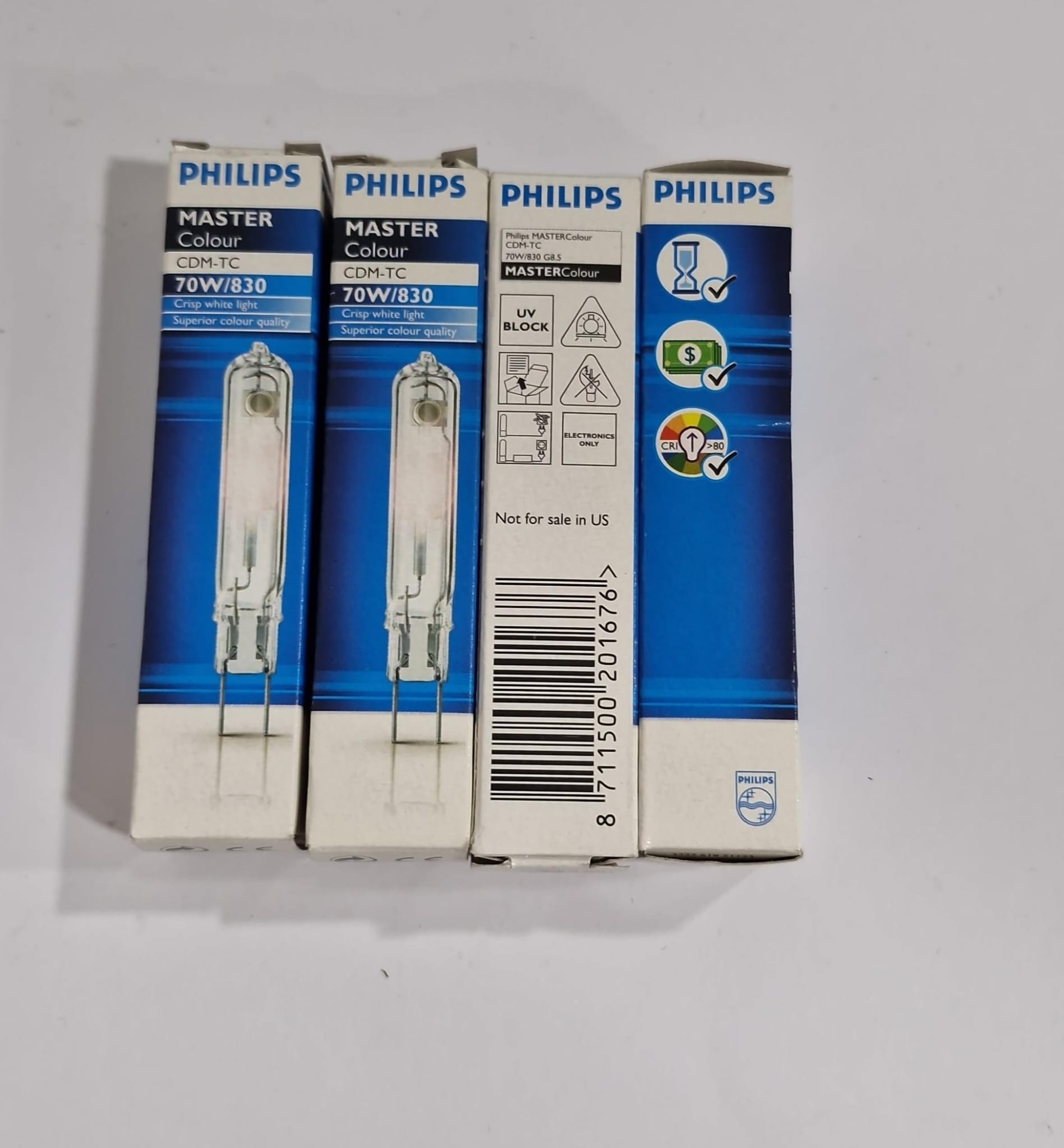 Lote de 4 lámparas Philips MASTERColour CDM-TC 70W/830 G8.5 3000K - Imagen 3