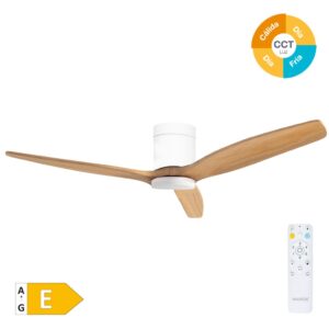Ventilador de Techo Kasama con Luz CCT Regulable y Mando – Ø132 cm, 3 Aspas, Motor DC, Blanco