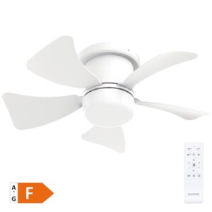 Mini Ventilador de Techo Oristán con Luz CCT Regulable y Mando – Ø40 cm, 5 Aspas, Motor DC, Blanco
