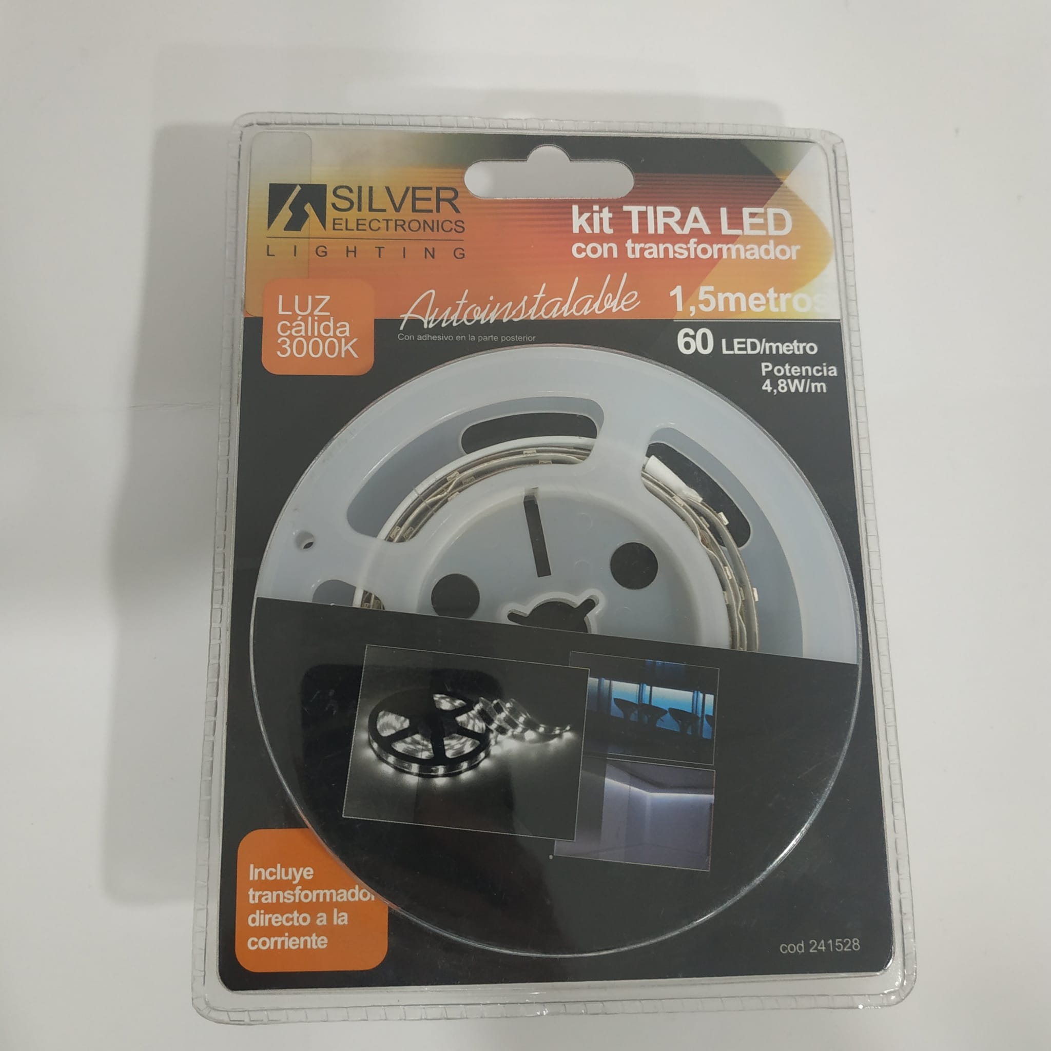 Kit tira LED 1,5 m 4,8 W/m 3000K 12V Silver Sanz
