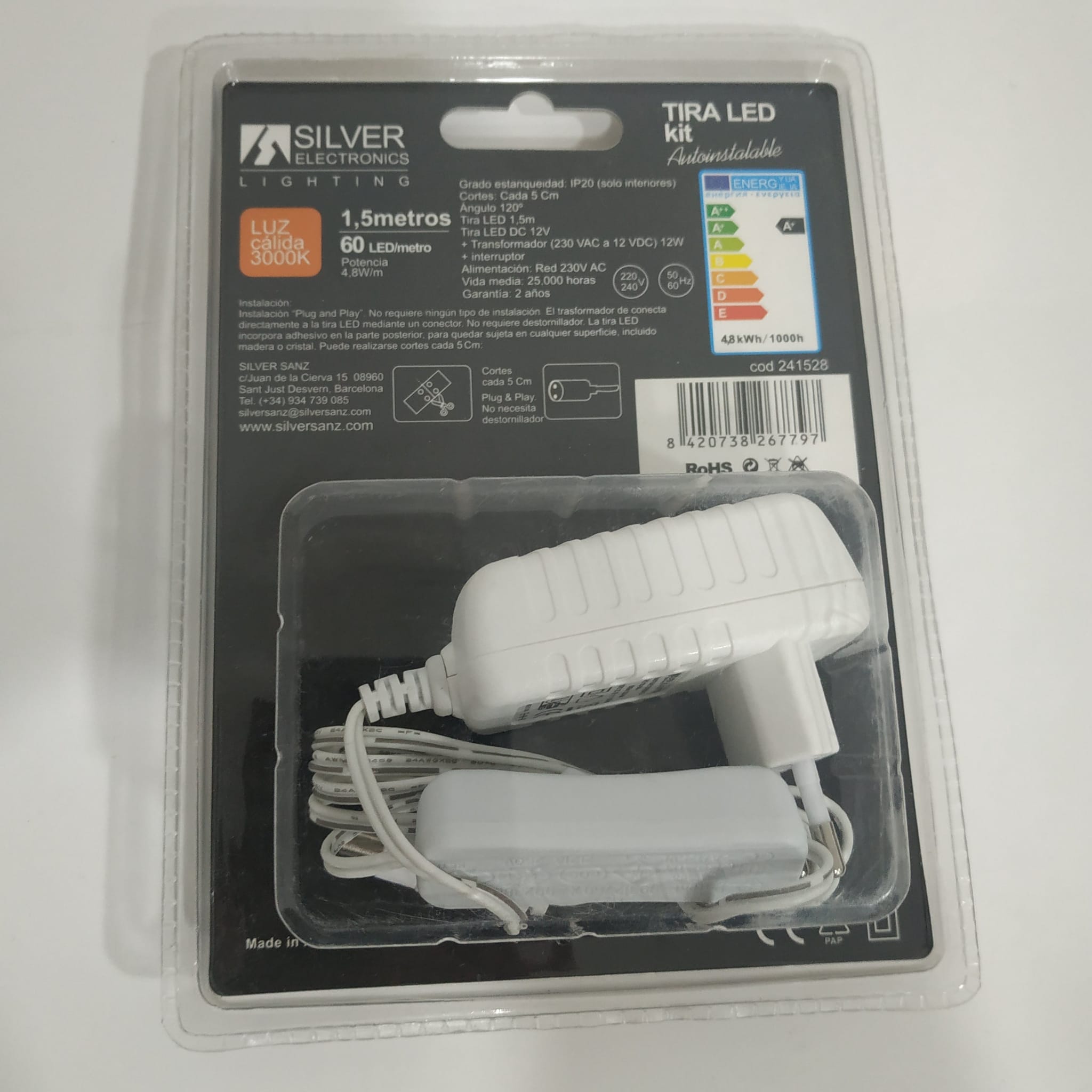 Kit tira LED 1,5 m 4,8 W/m 3000K 12V Silver Sanz - Imagen 2