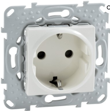 Base Schuko 16 A 230 V con bastidor marfil